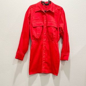 NWOT! ZARA Red Orange Long Sleeve Dress!